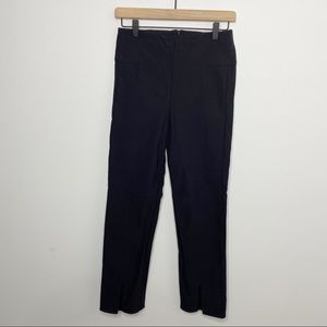 Athleta black pants cropped front slits Back pocket Size 4